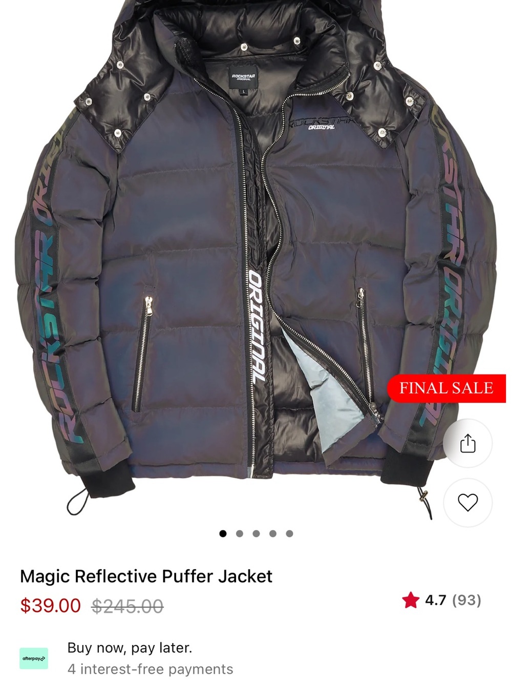 Reflective Original Puffer Jacket - Black Iridescent